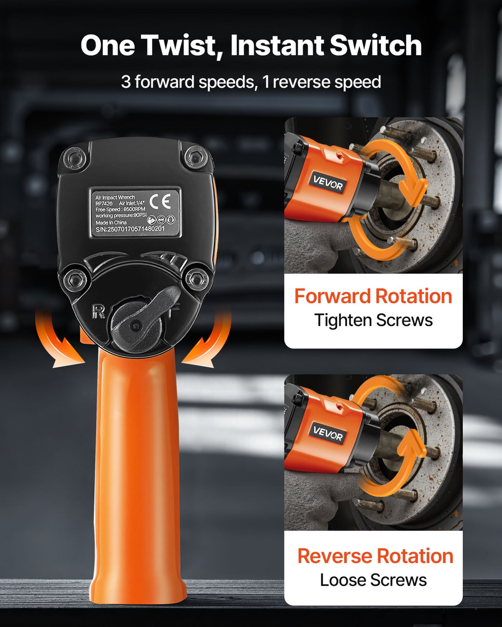 Llave de impacto neumática de 1/2 pulgada QDCJBSQS12 | VEVOR
