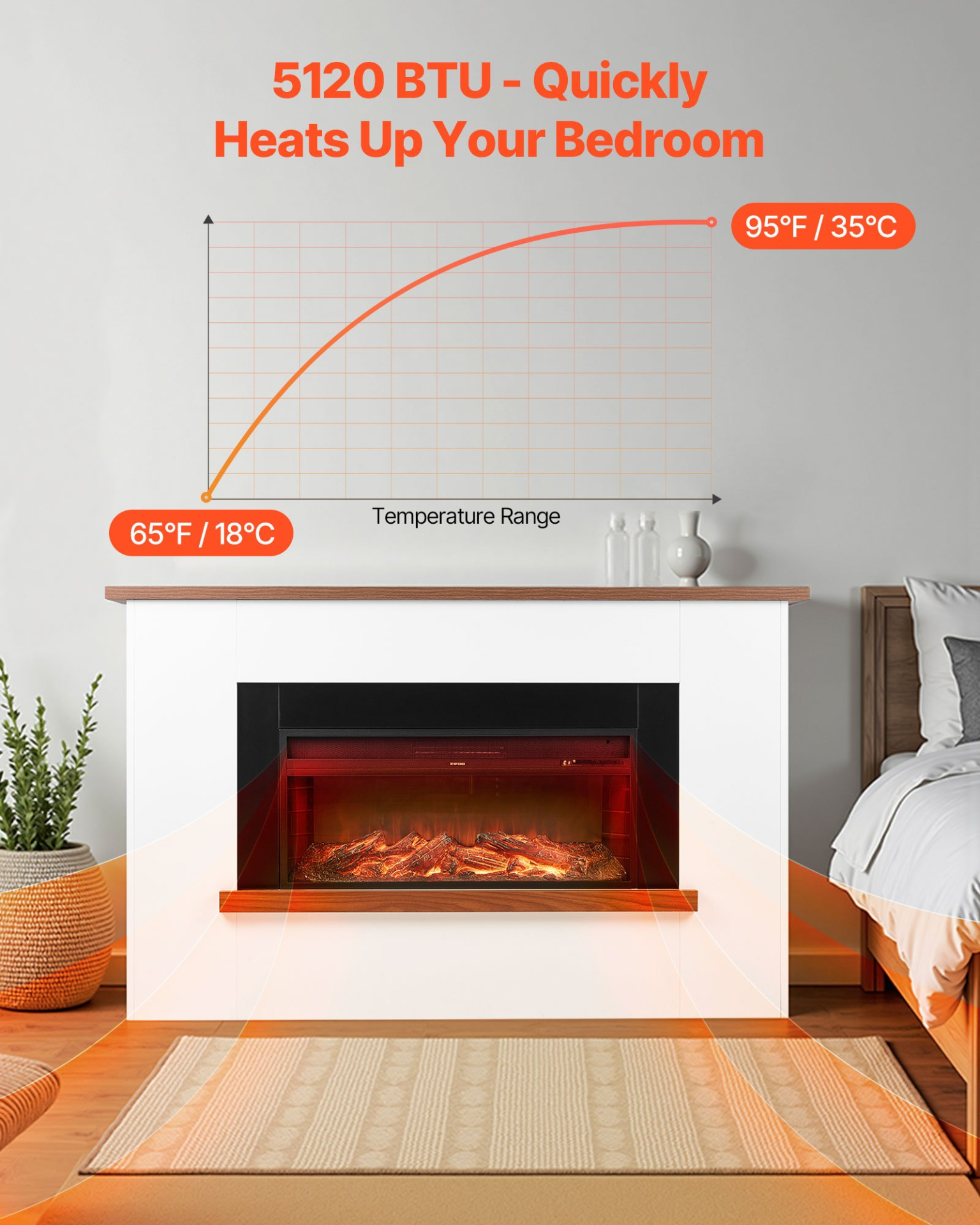Chimenea eléctrica independiente de 65, 5 pulgadas | VEVOR