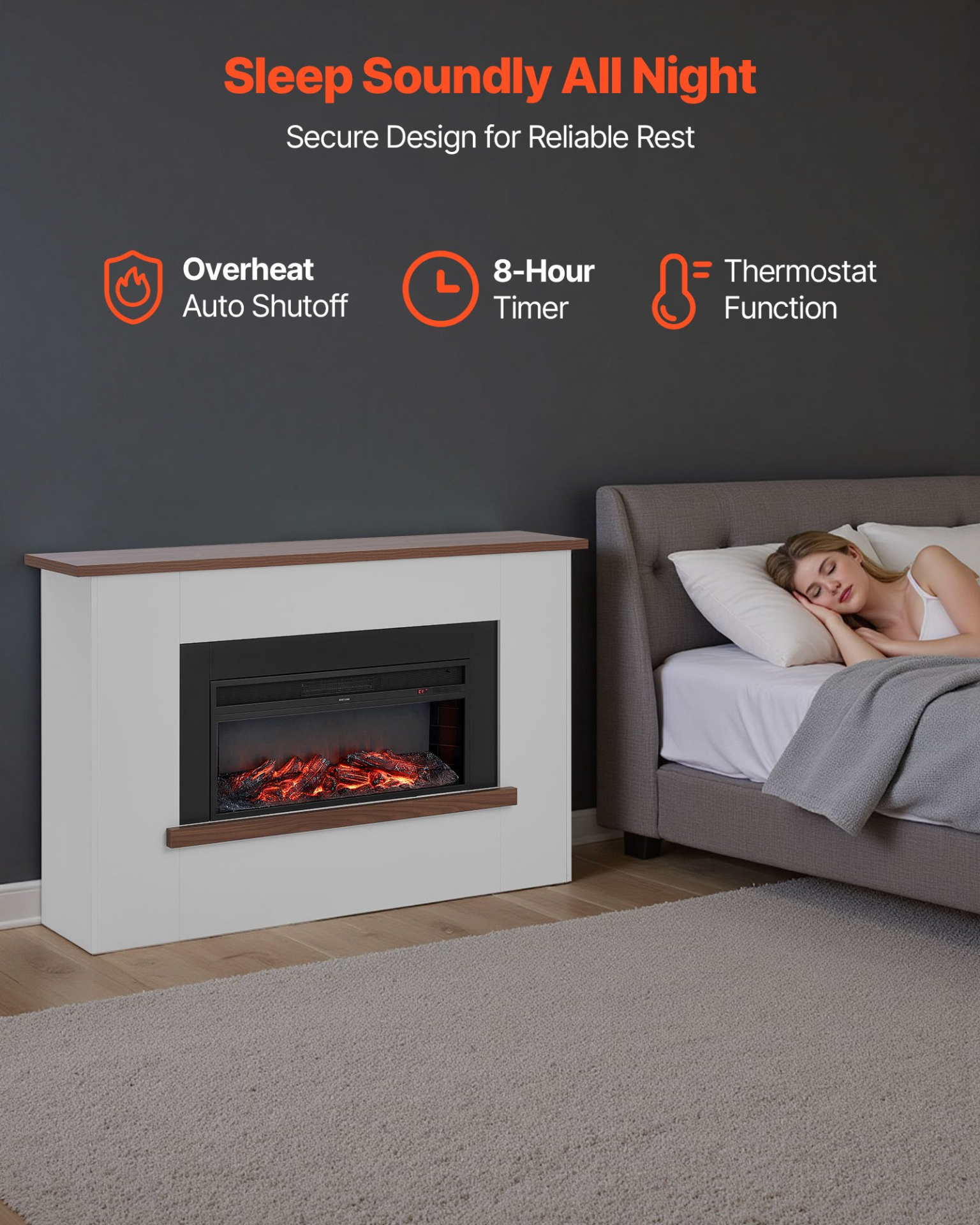 Chimenea eléctrica independiente de 65, 5 pulgadas | VEVOR