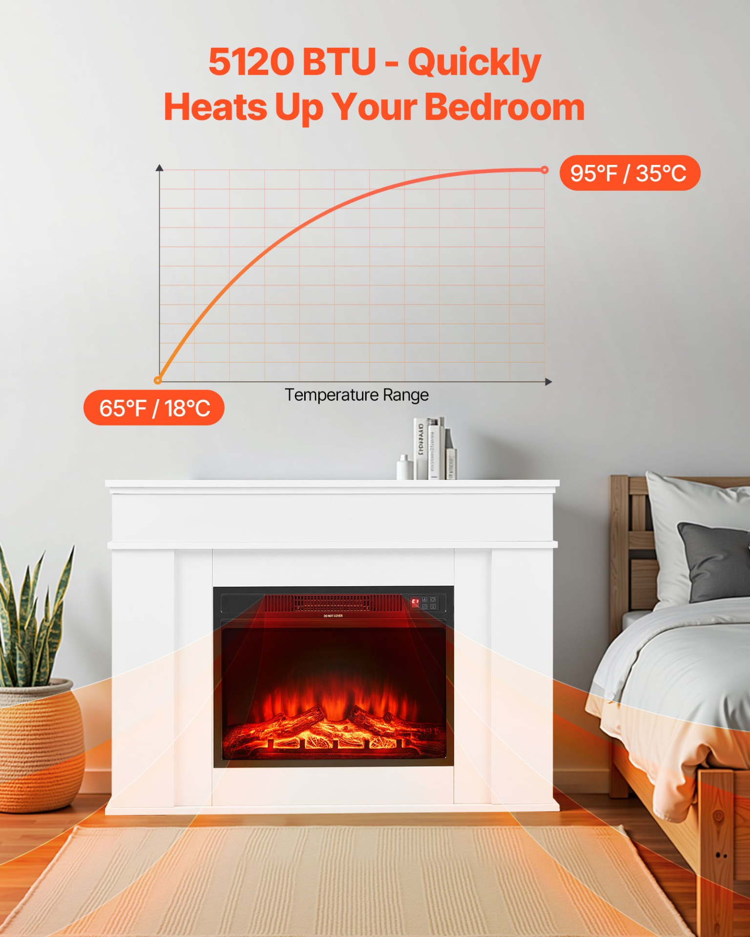 Chimenea eléctrica independiente de 43 pulgadas | VEVOR