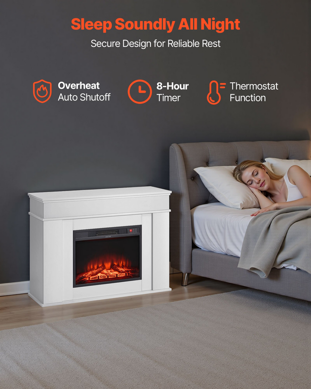 Chimenea eléctrica independiente de 43 pulgadas | VEVOR