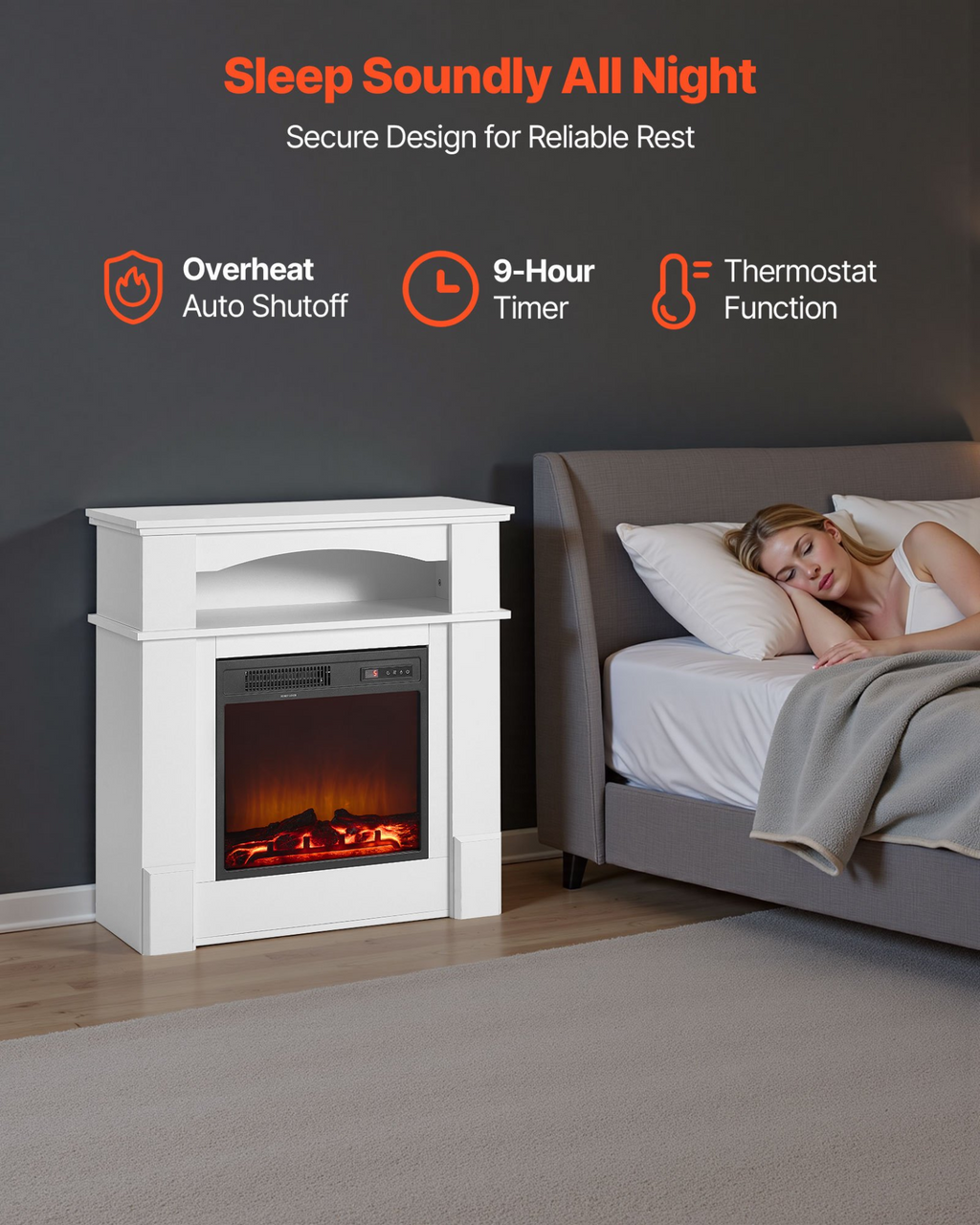Chimenea eléctrica independiente de 84 cm (33 pulgadas) | VEVOR