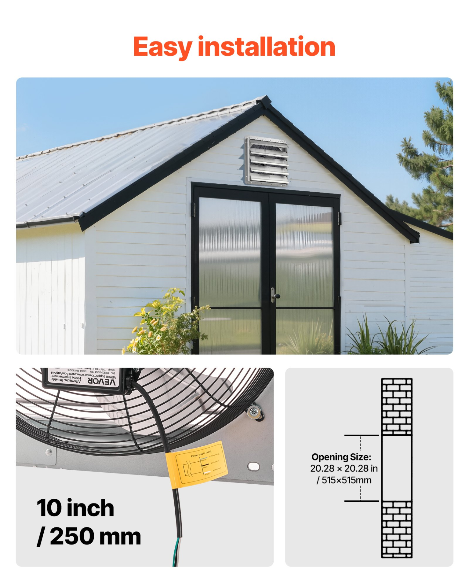 Ventilador extractor de 20 pulgadas con persiana | VEVOR