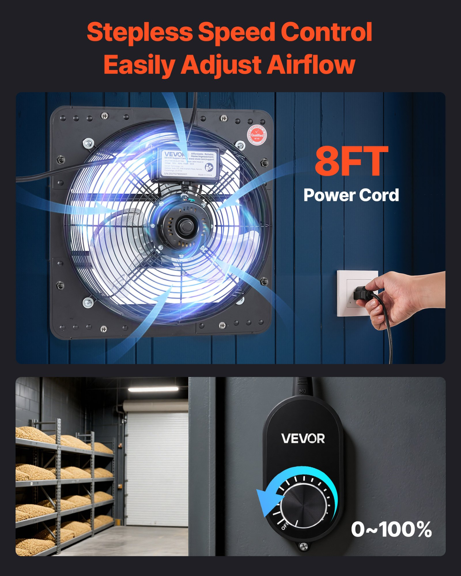 Ventilador extractor de persiana de 12 pulgadas | VEVOR