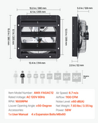 Ventilador extractor de persiana de 12 pulgadas | VEVOR