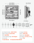 Ventilador extractor de persiana de 45 cm | VEVOR