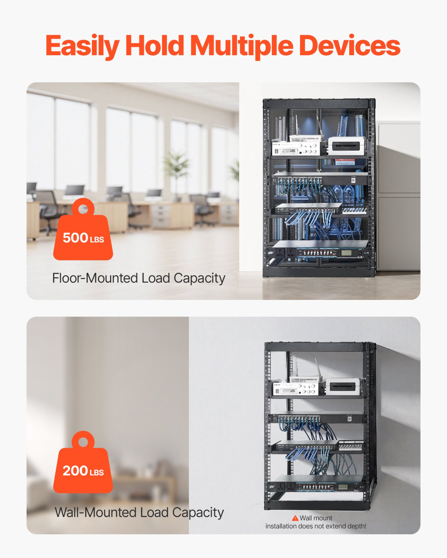 Rack de red de 16U con estructura abierta | VEVOR