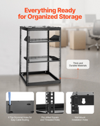 Rack de red de 16U con estructura abierta | VEVOR