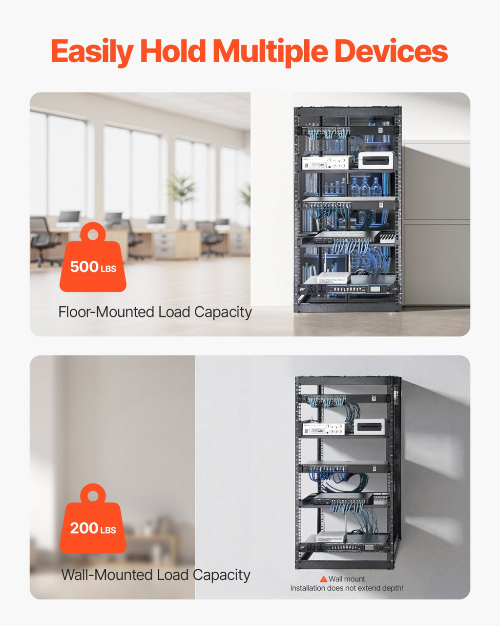 Rack de red de 20U con estructura abierta | VEVOR