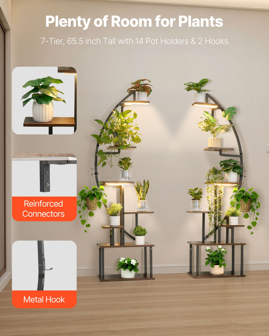 Soporte para plantas de interior con luces de cultivo | VEVOR