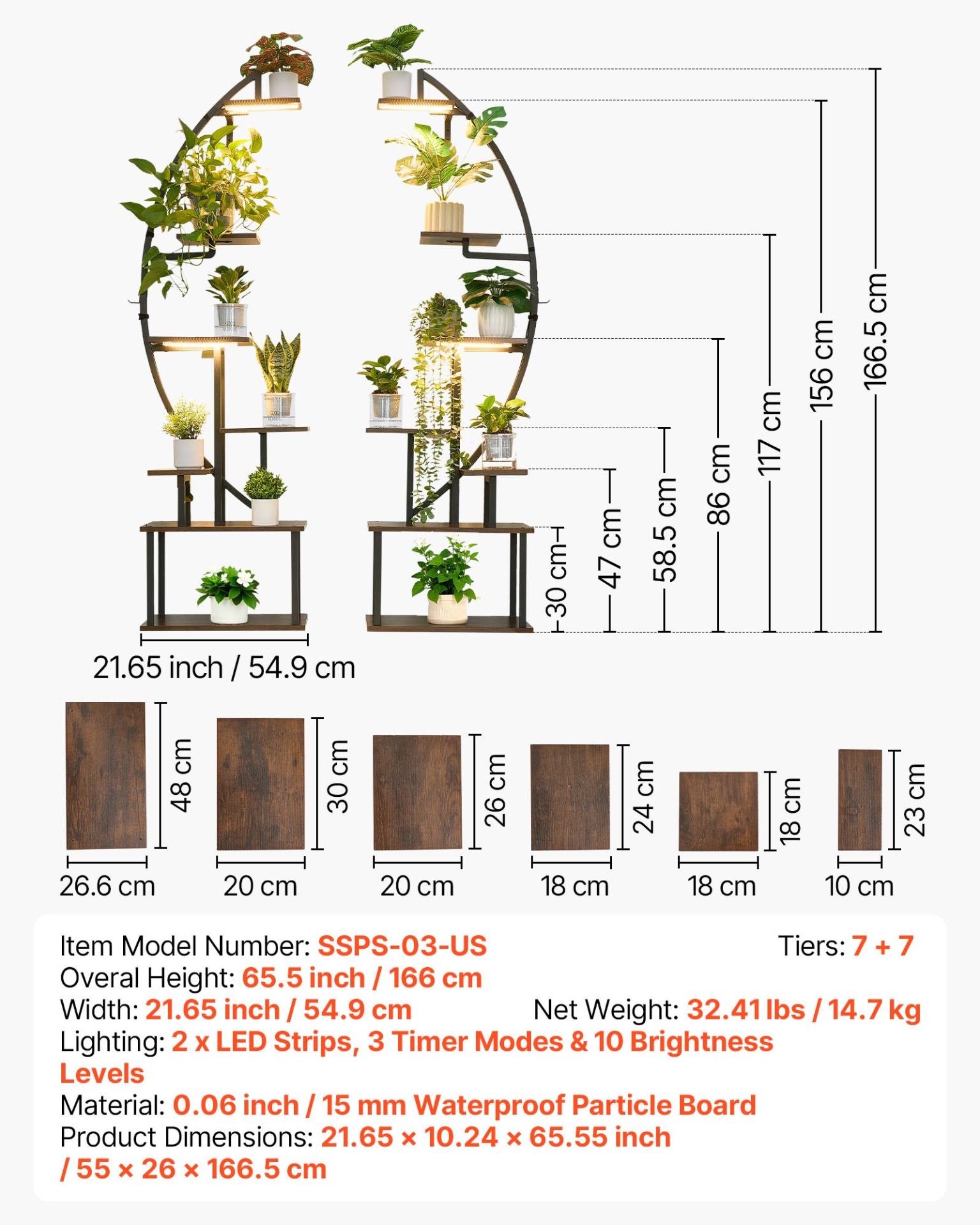 Soporte para plantas de interior con luces de cultivo | VEVOR